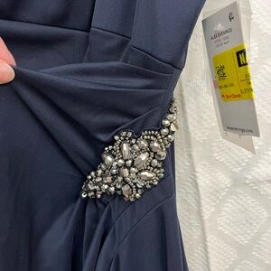 Alex Evenings Midnight Blue Gown with Beaded Accent